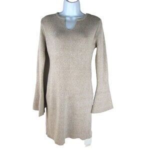 Commense Sweater Mini Dress Women S Oatmeal Flare Sleeves R49